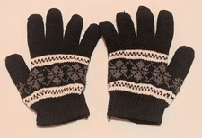 Girls Black Polyester Knitted Gloves 