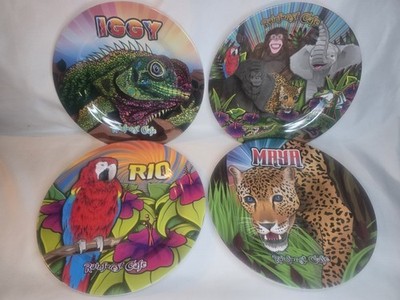 Rainforest Cafe Melamine Plates (4) Maya, Rio, Iggy, Group