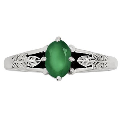 Natürlicher grüner Onyx 925 Sterling Silber Ring Gr.7 Schmuck R-1172