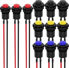12 Pcs 12mm Latching Push Button Switch SPST ON/Off AC 250V/1.5A 125V/3A Self-