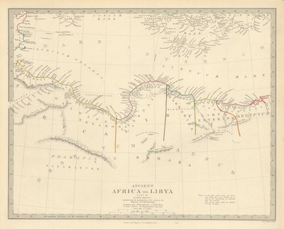 ALTES NORDAFRIKA. Syrtis Minor nach Alexandria. Libyen Ägypten. SDUK 1851 Karte