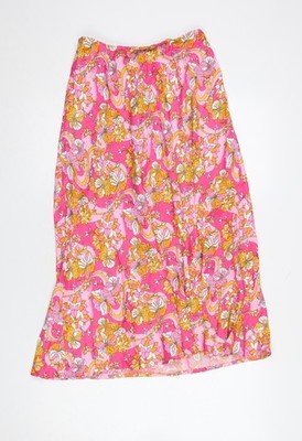 Savida Midirock Damen rosa Blumen A-Linie XS Viskose