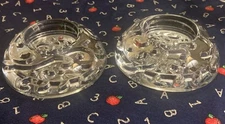 Clear Crystal Domed Open Salt with Floral Pattern —Set of 2