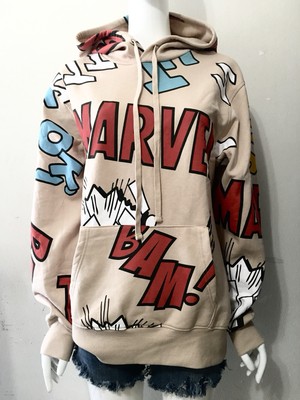 Marvel Comics Graphic Art Beige Pullover Hoodie Medium Cotton Blend