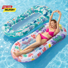 Pool Floats Lounger, 2 Pack Inflatable Pool Float Adult Size Water Hammock, Pool