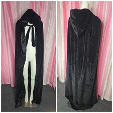 Black Velvet Hooded Cloak Cosplay Costume Gothic Renaissance Cape