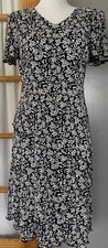 80s Dressbarn Pleated Polka Dots Dress Sz 10 Layered Black White Retro Career