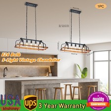 5-Light Vintage Pendant Chandelier Ceiling Light Dining Room Lighting Fixture