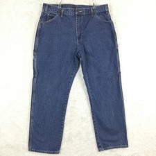 Dickies Mens Jeans Carpenter Straight Leg Denim Blue Medium Indigo Wash 36x30