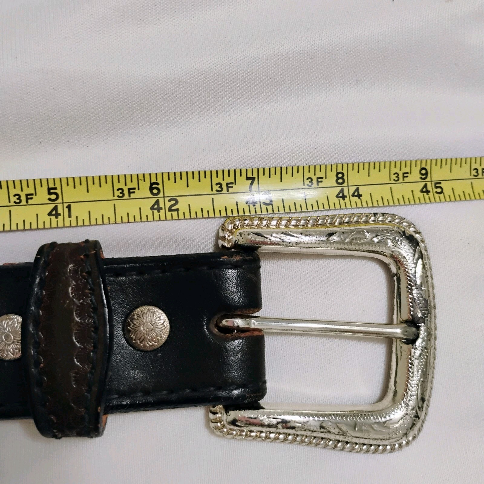 Vintage Nocona Belt Co Studded Leather Belt Western Sz 38 Brown Made In Texas