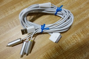 Genuine Apple A1258 iPod iPad Composite AV Cable Audio Video Cables RCA USB