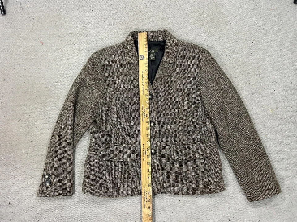 Blazer Eddie Bauer para mujer Petite 14 marrón mezcla de lana espiga tweed chaqueta Foto 4 de 4