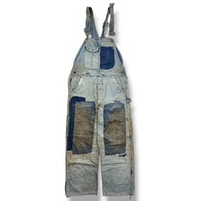 Vintage 40s Laurel Wreath Denim Sanforized Overalls Union Made WW2 Distressed