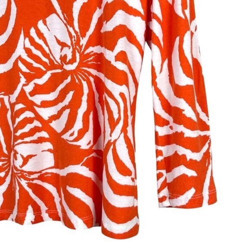CHARLOTTE KELLOGG Palm Beach Seashell Print Orange Top Size XS - Picture 3 of 6
