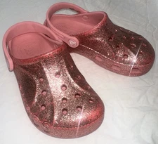 Crocs Baya Pink Glitter clogs sandals kids girls children J 1