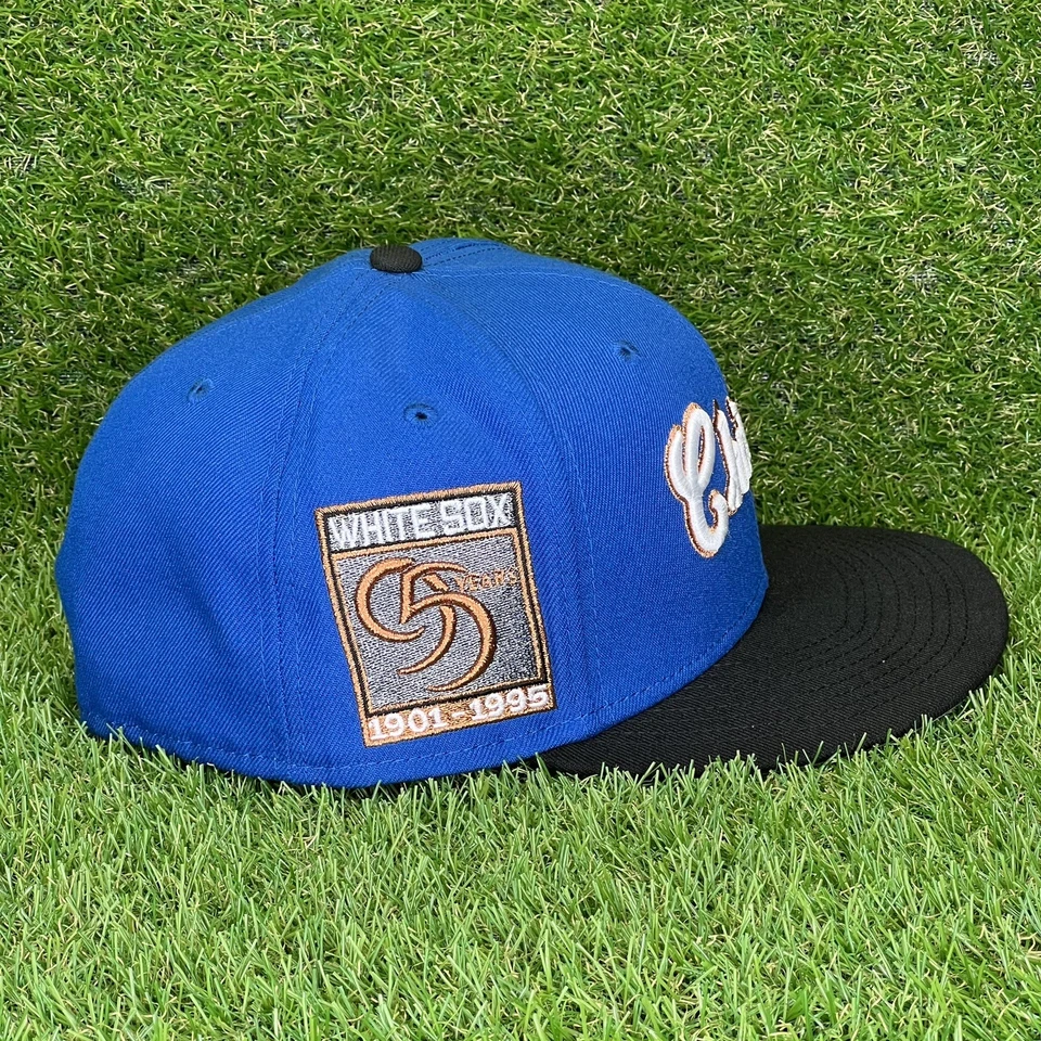 EXCLUSIVE Rahnni Burdeens New Era Chicago White Sox Blue Black 7 1/2 Fitted Hat - Image 3 of 4