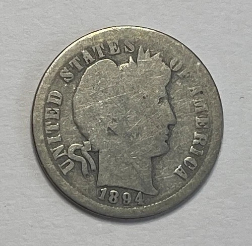 1894-O Barber Dime - Key Date 10C; Nice Details; Y073