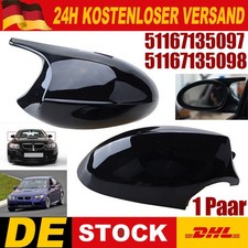 2x Spiegelkappen Abdeckung Schwarz Glänzend Für BMW 3er E90 E91 2005-07 PRE-LCI`