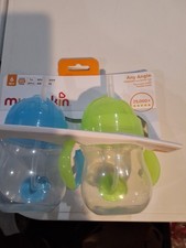 Munchkin Any Angle spill-proof toddler sippy straw cup 6 mth 7oz BPA free 2-pack