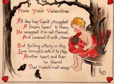 1912 Embossy Valentine Cupid Child Poem Card Printed Bavaria