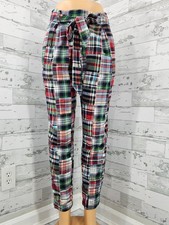 Urban Outfitters Patchwork Tie Belt Pant Tapered Legs Pockets Womens 4