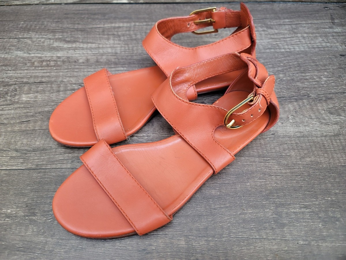 Gucci Women's Open Toe Orange Leather Flat sandals Sz 36 US 6. | eBay