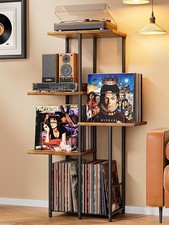 Record Player Stand, Vinyl Record Storage Holder with Display Shelf
