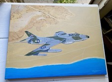 14” X 18” painting of a Hawker Hunter, a British jet-powered fighter aircraft. 