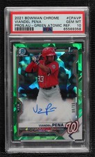 2021 Bowman Chrome HTA Green Atomic Refractor 98/99 Viandel Pena Auto 11oq