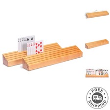 Extra-Wide Solid Beechwood Playing Card Holders - Set of 2 for Easy Organizing
