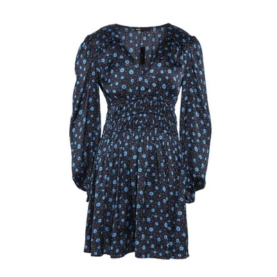 Maje Women's Navy Floral Satin Short Dress Size 38 FR 10 UK 6 US MFPRO02625 - Photo 1/4