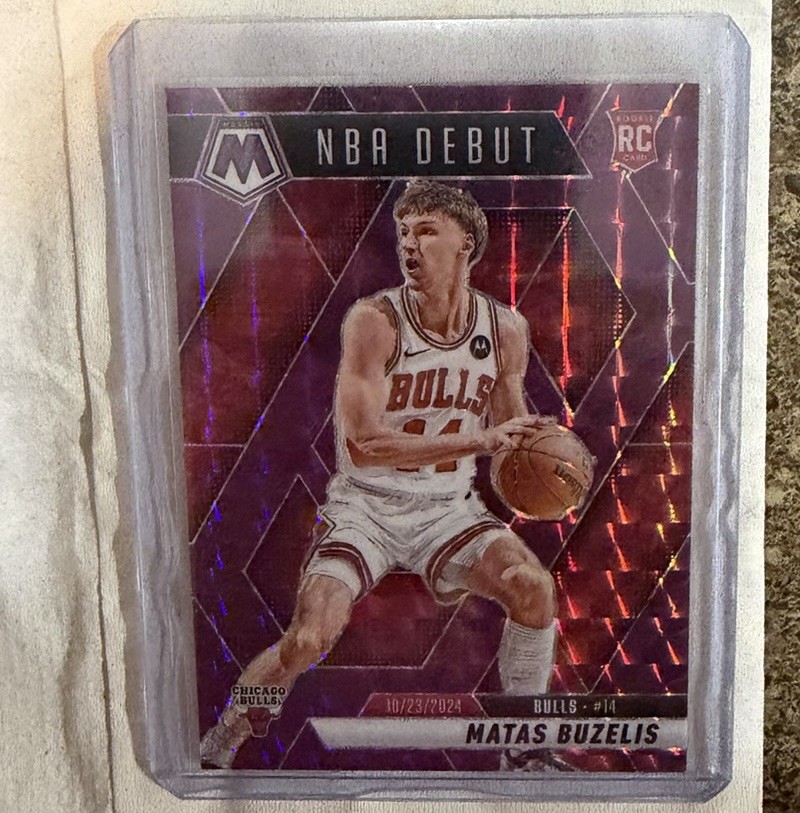 Matas Buzelis 2024-25 Panini Mosaic - Purple Mosaic NBA Debut Rookie /99 Bulls