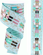 RG Ribbon 2.5" Pastel Nutcrackers with Wired Edges for Christmas Bows, Wreaths,