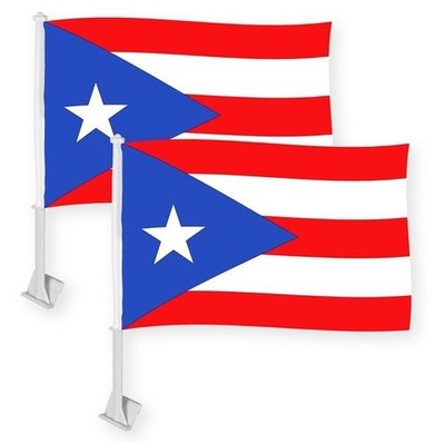 2 Pack: Puerto Rico Puerto Rican Car Flag 12X18 In Double Sided Printed Poly