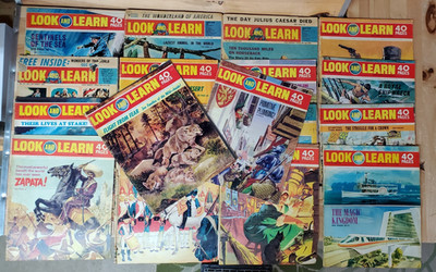 Lot of 18 VINTAGE LOOK And LEARN UK Magazines Mid Grade Beautiful Cover Art!