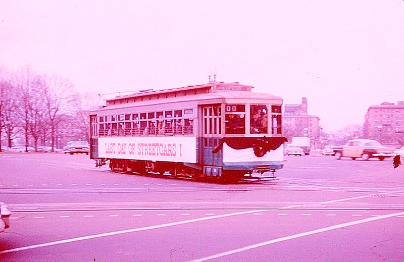 DUPLICATE EKTACHROME SLIDE DC TRANSIT TROLLEY "LAST DAY" WASHINGTON JAN 28, 1962
