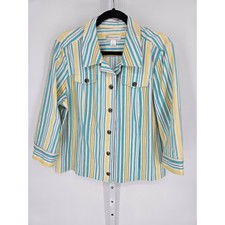 Christopher & Banks Womens Blue Yellow Stripe...