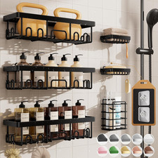 Rustproof Waterproof Shower Caddy 6-Pack, No Drilling Adhesive Shelves Rack