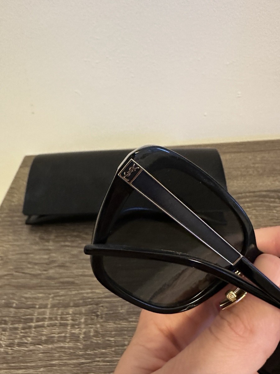 YSL Oversized Square Black Sunglasses Women Full Rim Plastic  display picture 3