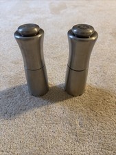 T&G Woodware Pewter Salt & Pepper Mills Set 6” Tall Bristol England Grinder