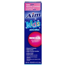 Aim Kids Gel Fluoride Toothpaste - Mega Bubble Berry 4.4 oz. (Pack of 2) 1.35 per gallon