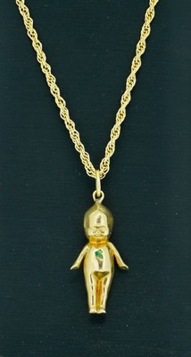 14K & Enamel Kewpie Doll Pendant Necklace