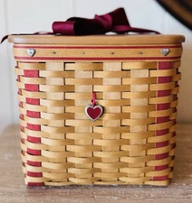 Longaberger Large SWEETEST GIFT 2002 Sweetheart Basket Combo Complete