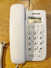 Compact, lightweight desktop corded landline phone with caller ID