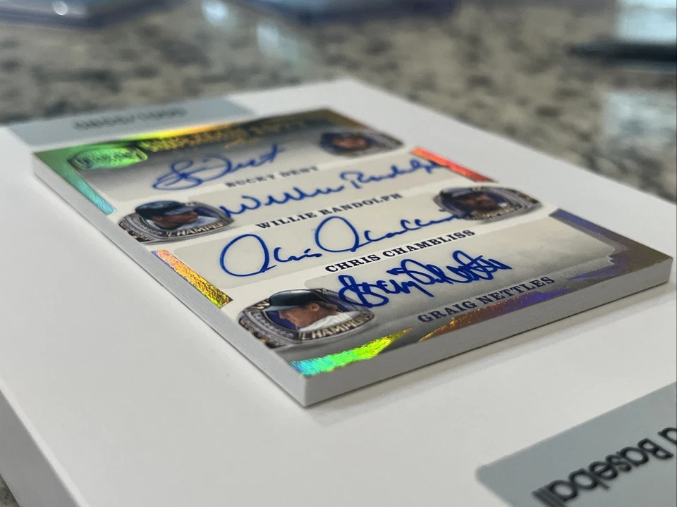 2024 Leaf Bronx Legacy Ring Team 1977 NY Yankees 8 autógrafos 1/1 abolladura, guía ++ Foto 3 de 4