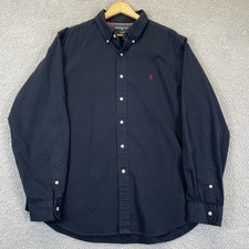 Ralph Lauren Men's Button Up Shirt Size XL Pony Navy Blue Long Sleeve
