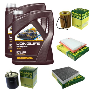 MANN Inspektionspaket 10L MANNOL Longlife 504/507 5W-30 für Mercedes S211