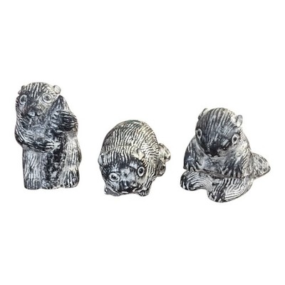 Lots Of 3 Beaver Canadian Sculpture Original Hand carved Soap Stone Wolf Canada