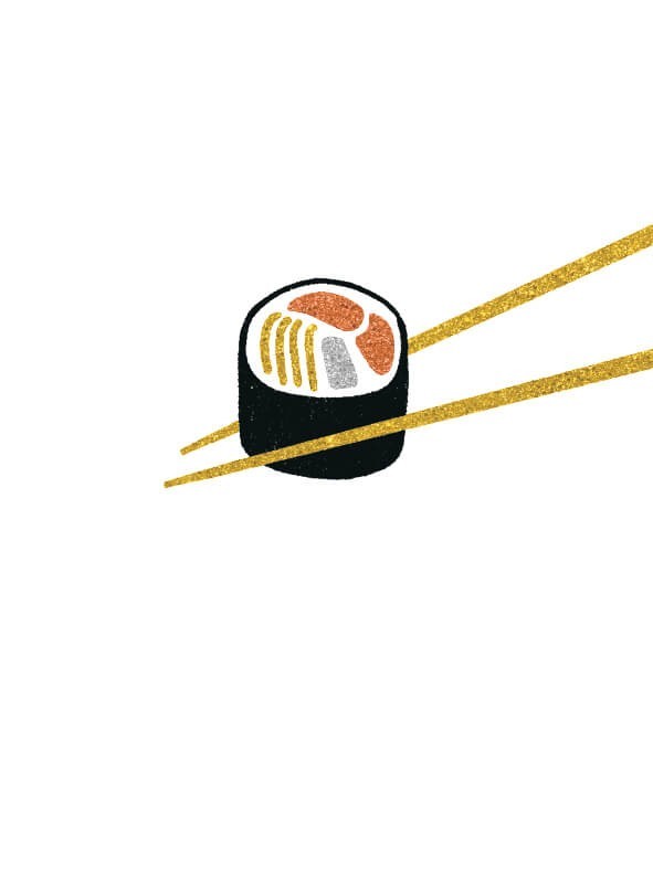Fun Birthday Card Sushi Chopsticks Japanese Seafood Food - Cute Greeting Card