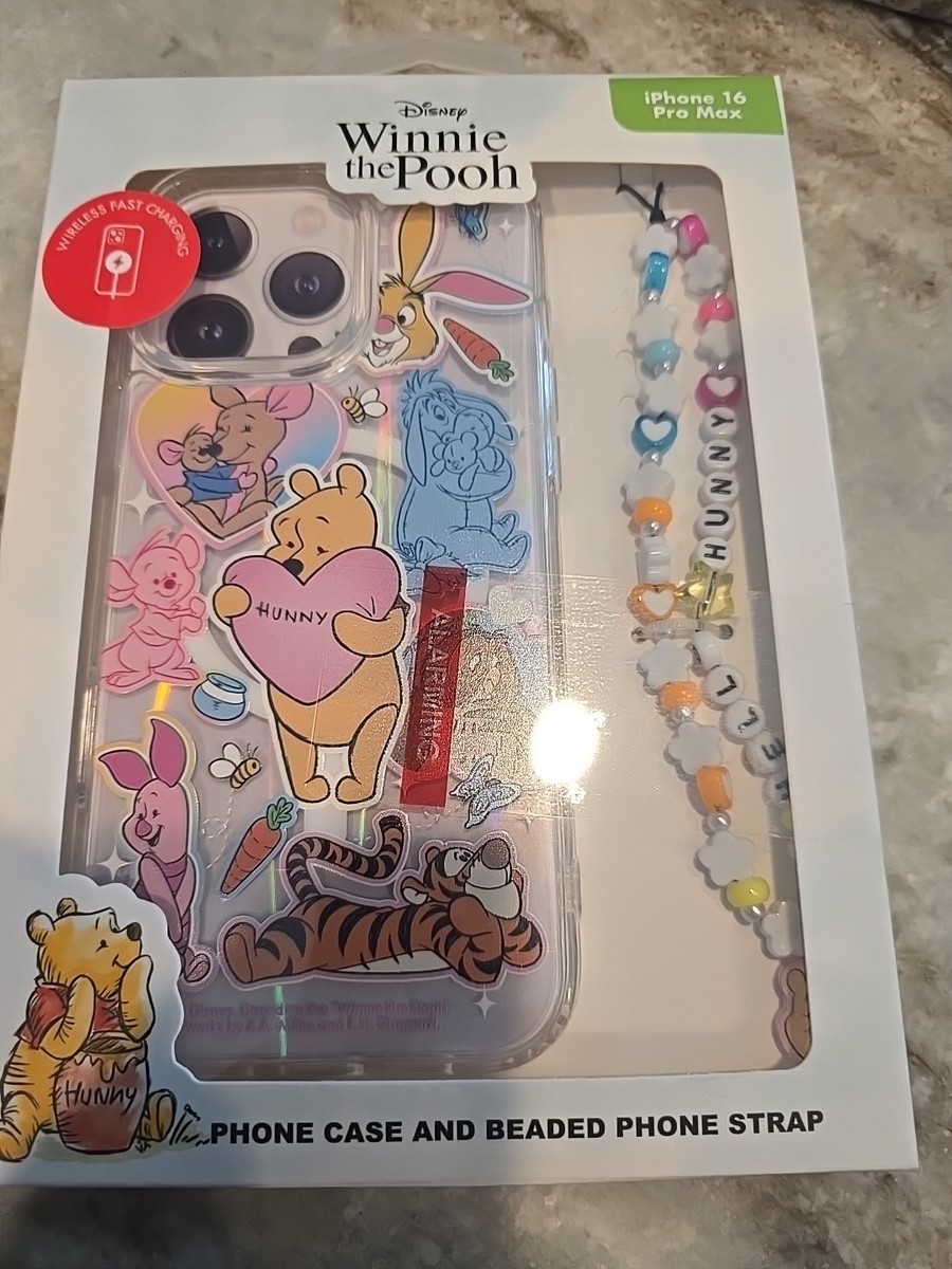 DISNEY Winnie the Pooh iPhone 16 Pro Max phone Case w/beaded strap
